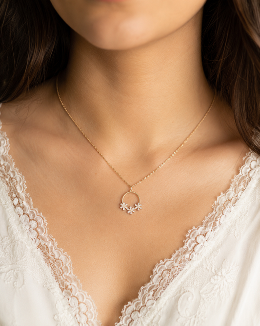 Round Floral Pendant (Anti Tarnish)