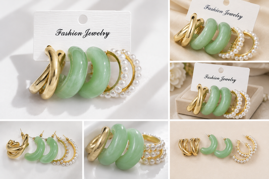 Earring Resin Hoop Set (Anti Tarnish )