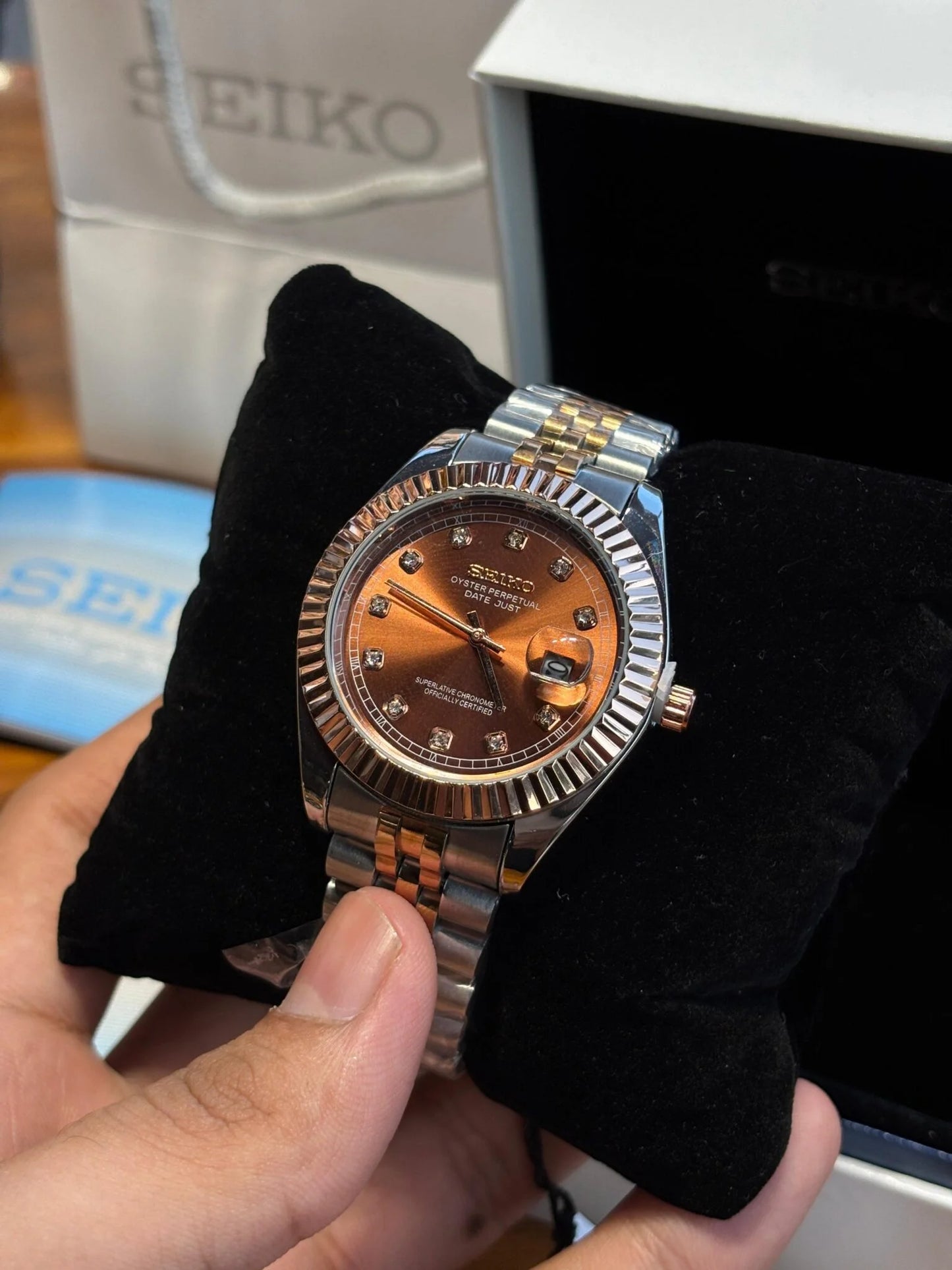 SKO-Datejust Rose Gold Brown (Analog Watch)