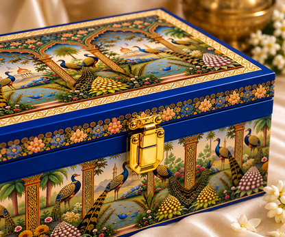 Royal Peacock Blue Box - For Gifting (Dry fruits box )