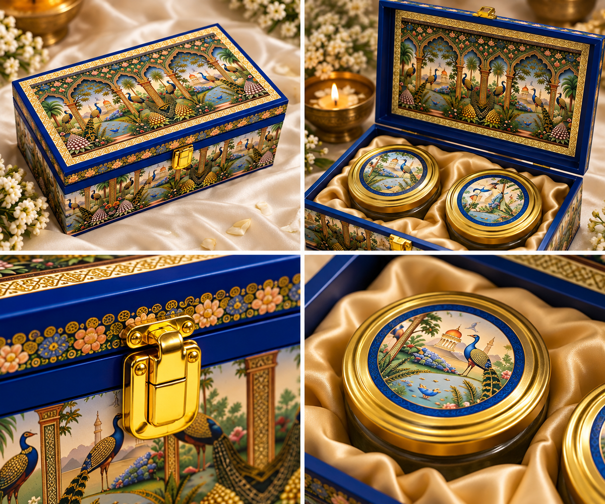 Royal Peacock Blue Box - For Gifting (Dry fruits box )