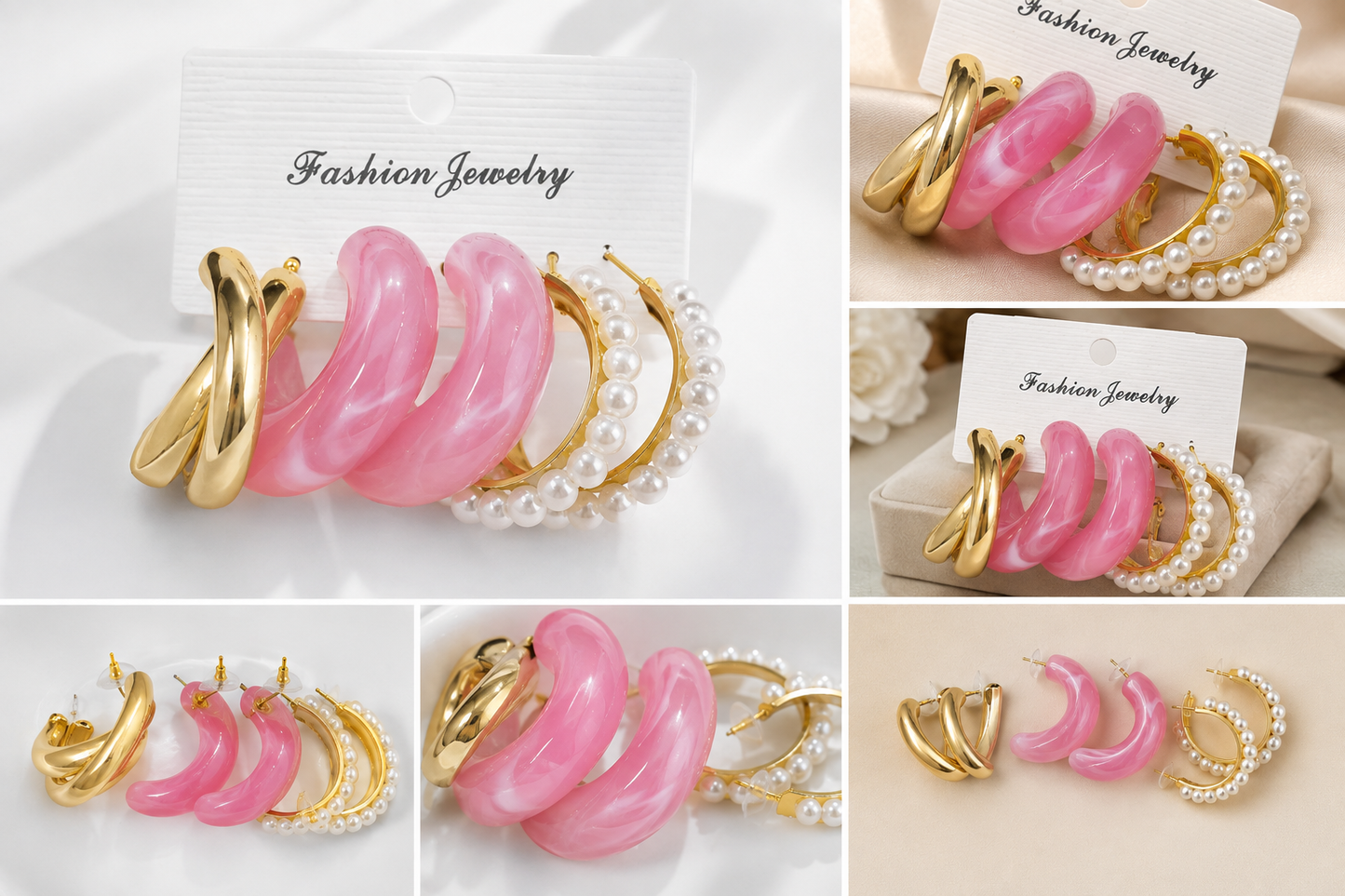 Earring Resin Hoop Set (Anti Tarnish )