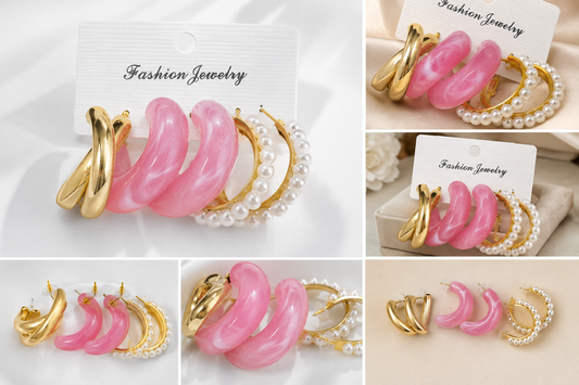 Earring Resin Hoop Set (Anti Tarnish )