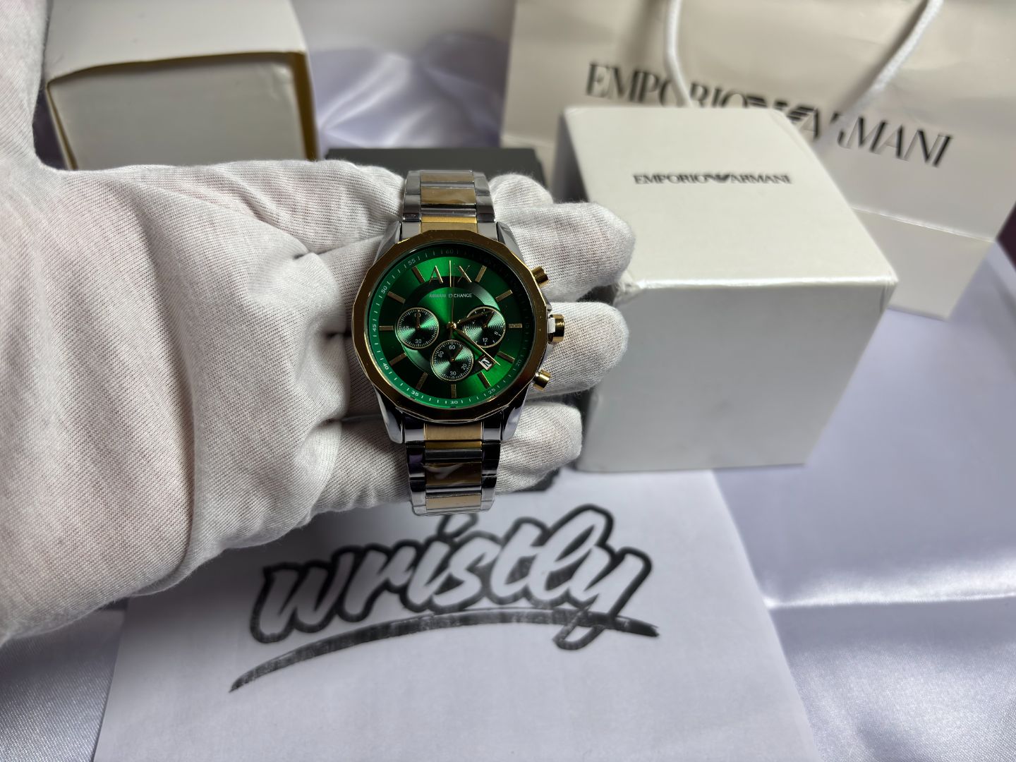 Armani AX2509 | Chronograph Watch | Green Gold