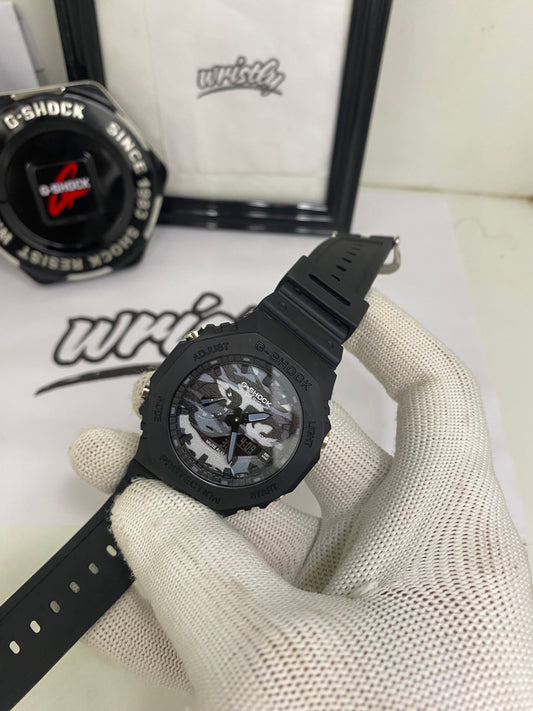GA-C-2100 || Chrono Working || Camouflage Black