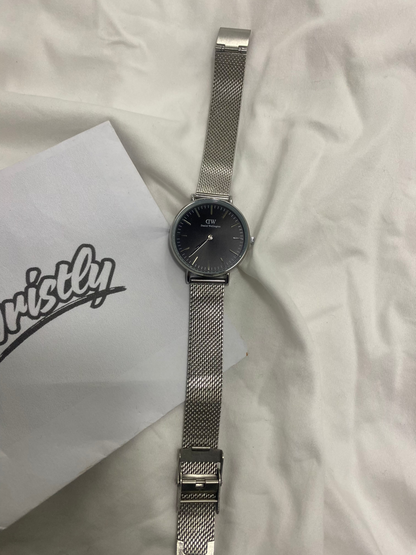 DW Petite Round Mesh Chain Silver Black