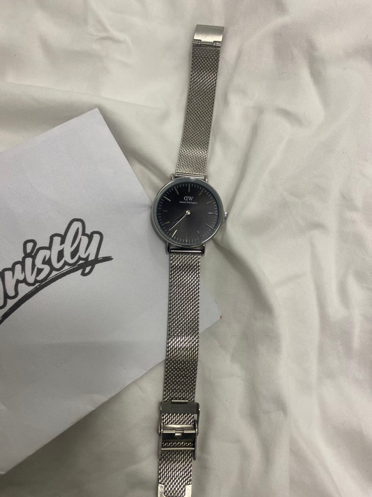 DW Petite Round Mesh Chain Silver Black