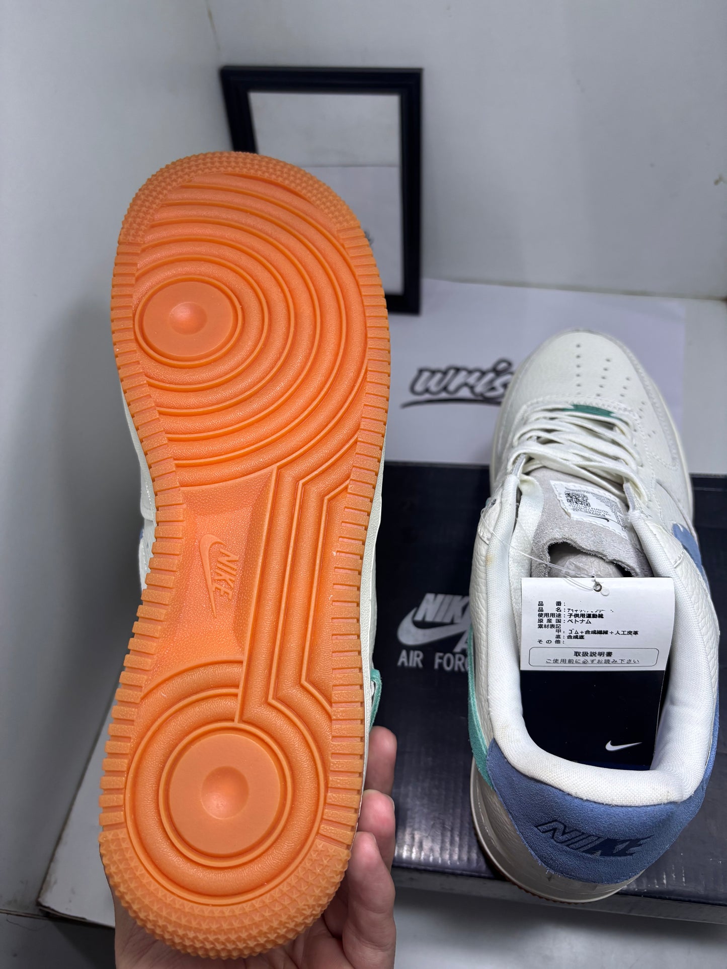 NIK Vandalised AF1 (With Box- UK10)|Teal- Blue