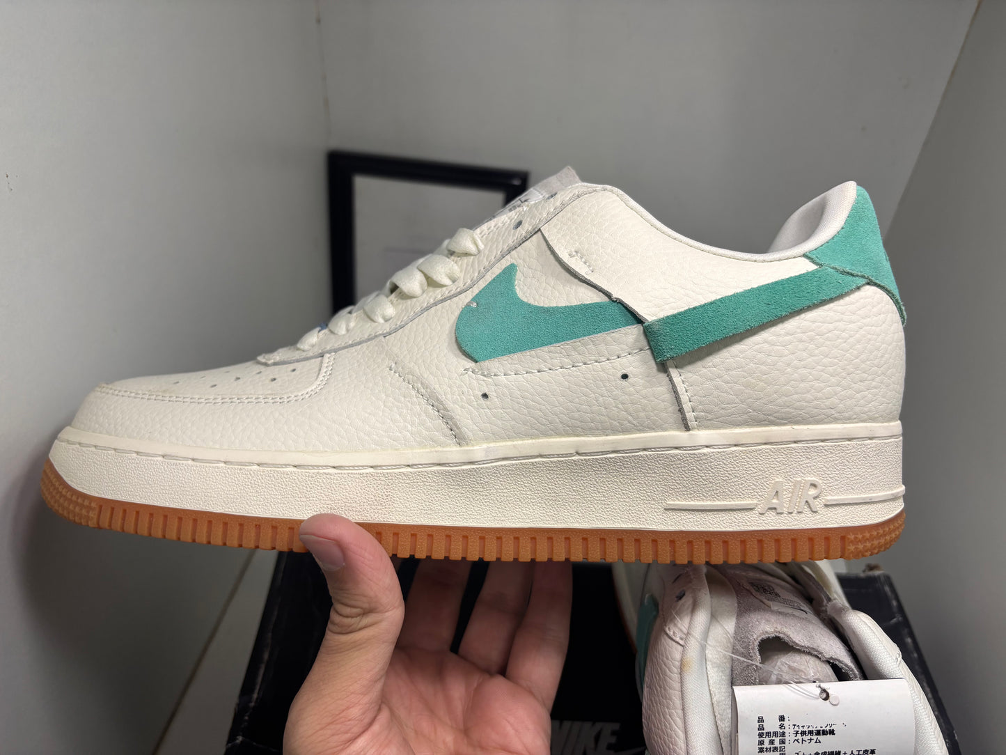 NIK Vandalised AF1 (With Box- UK10)|Teal- Blue