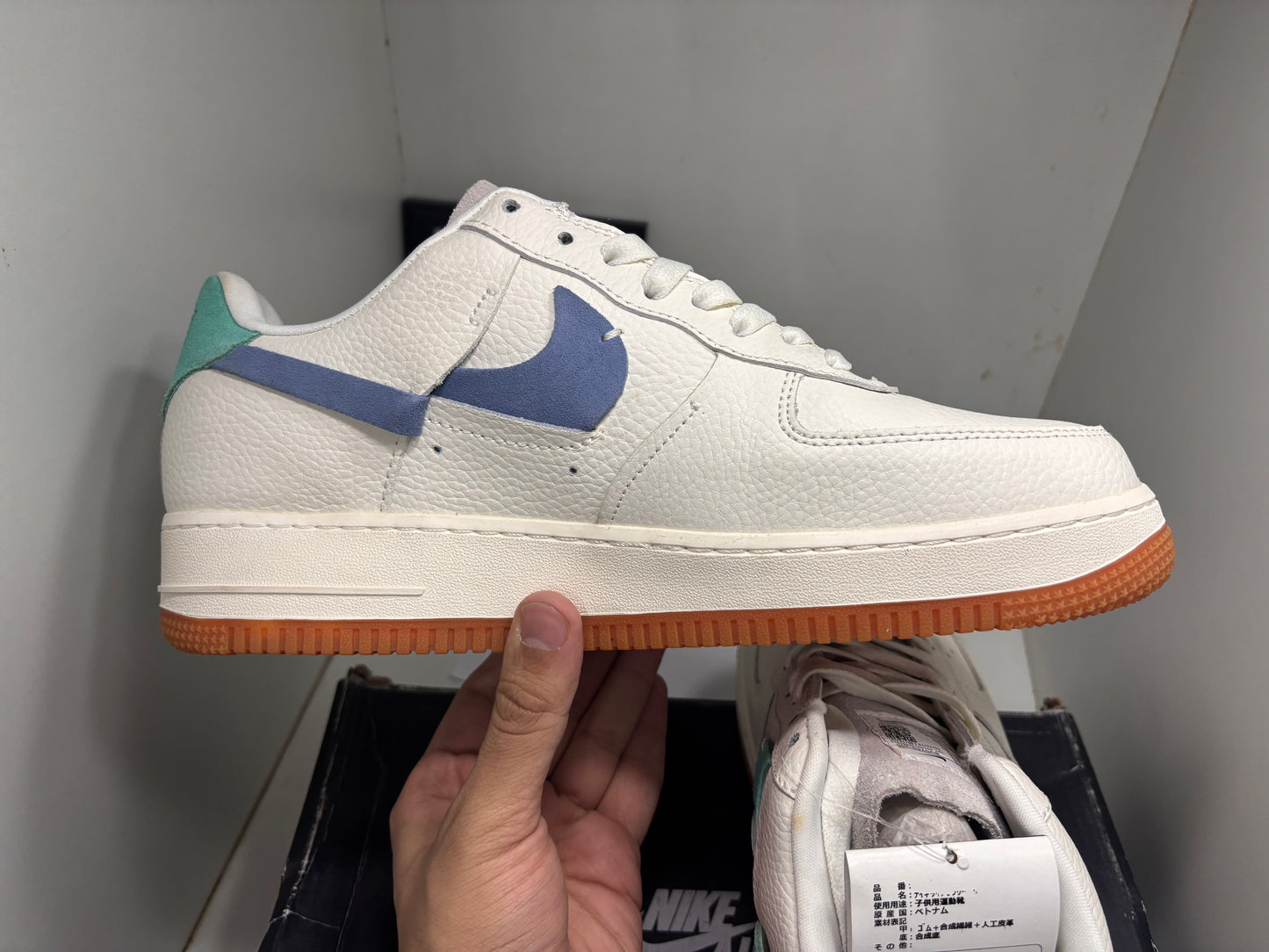 NIK Vandalised AF1 (With Box- UK10)|Teal- Blue