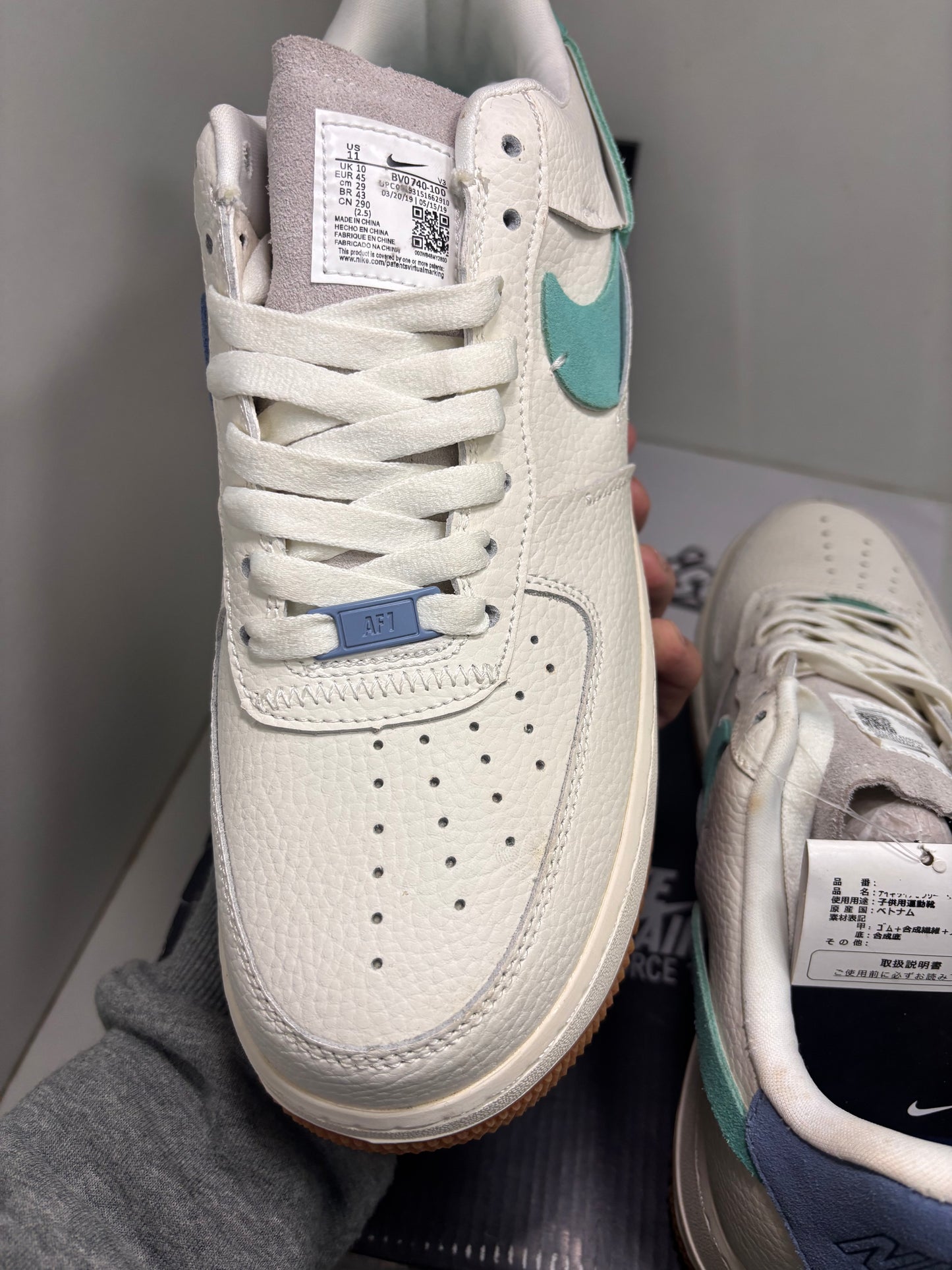 NIK Vandalised AF1 (With Box- UK10)|Teal- Blue