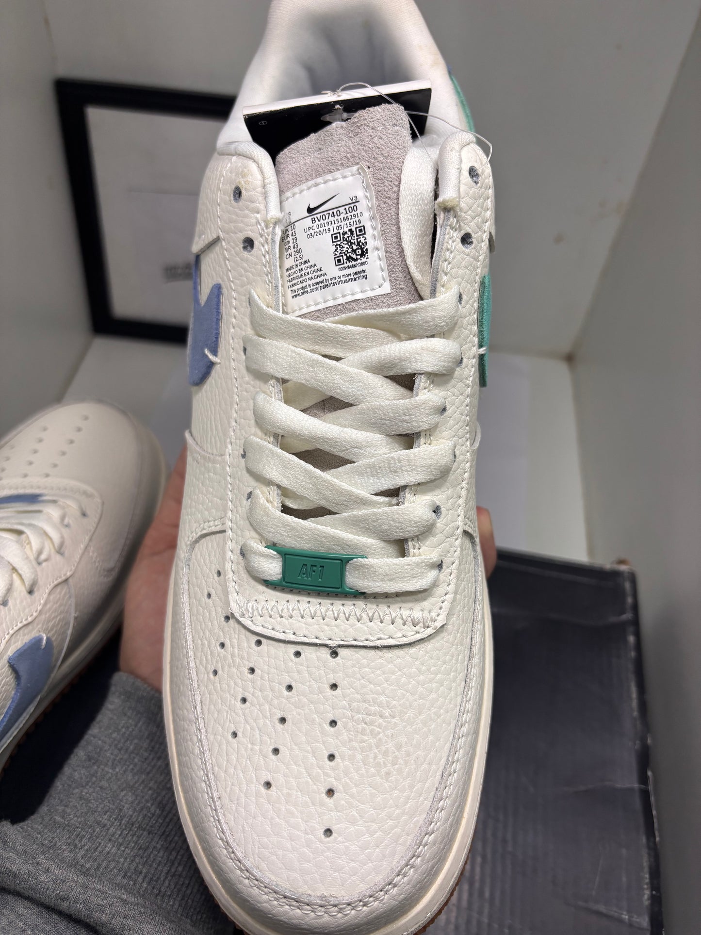 NIK Vandalised AF1 (With Box- UK10)|Teal- Blue