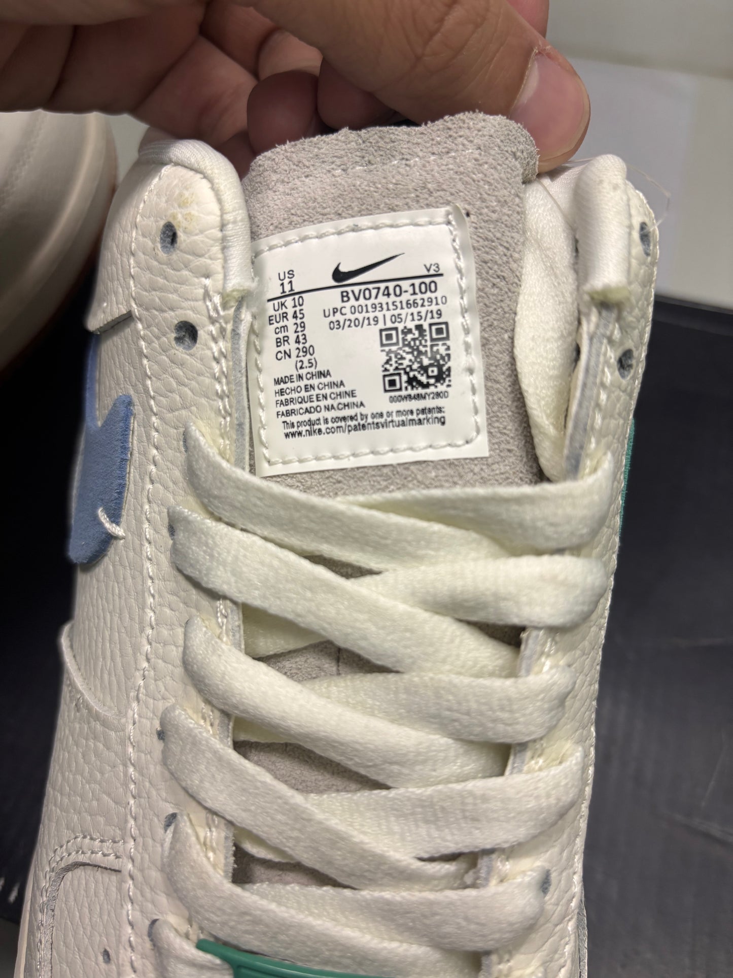 NIK Vandalised AF1 (With Box- UK10)|Teal- Blue