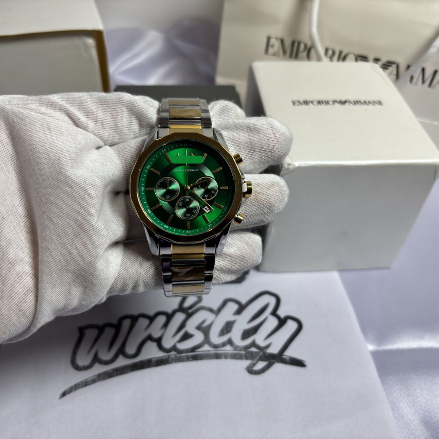 AR AX2509 | Chronograph Watch | Green Gold